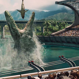 Den ferske traileren for Jurrasic World byr på en ny dionosaurhybrid, og en heftigere foringsoppvisning enn i Sea World. (Foto: United International Pictures)